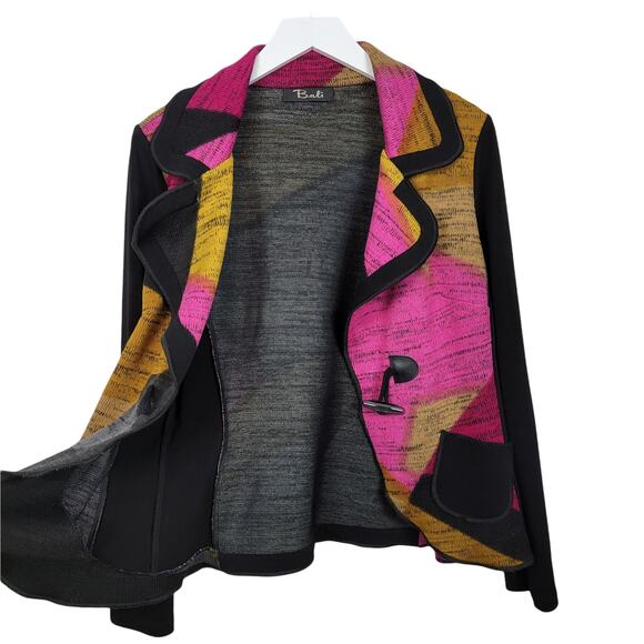 Bali Geo Colorblock Sweater Knit Toggle Closure Blazer - Size M - Picture 4 of 6